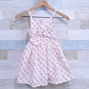 Habitual Kid Eyelet Floral Lace Bow Front Dress White Circles 100% Cotton Girl 5